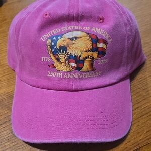 250th Anniversary Pink Baseball Cap with Patriotic Eagle Graphic